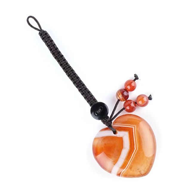 incenso em Charm de Mala Coração Olho de Tigre em Pedra Natural