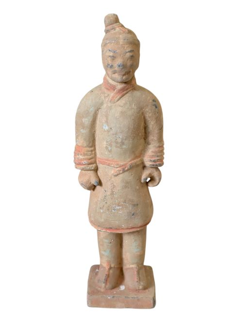 Estátua de Guerreiro de Terracota Antiga Colorida 25cm