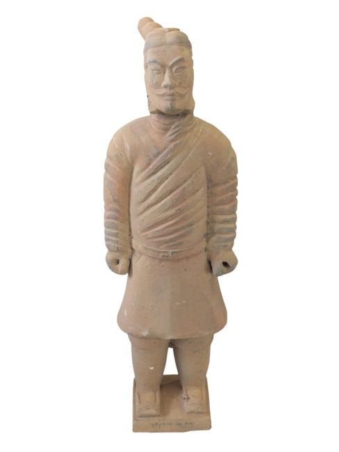 Estátua de Guerreiro de Terracota Antiga Colorida 25cm
