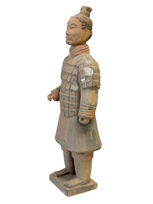 incenso em Estátua antiga de guerreiro em terracota colorida, 36 cm|pt