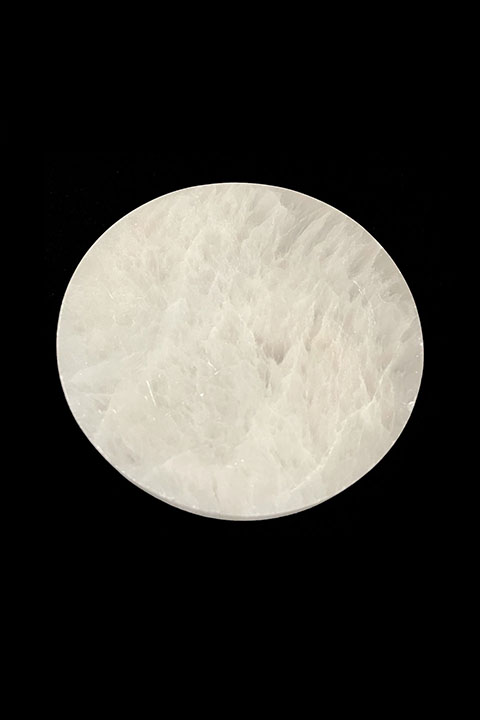 Suporte circular de selenita de 12 cm
