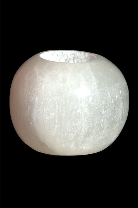 Castiçal redondo de selenita polida, 7 cm, 700 g