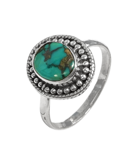 incenso em Anel de Prata 925 Turquesa Tibetana AA T58