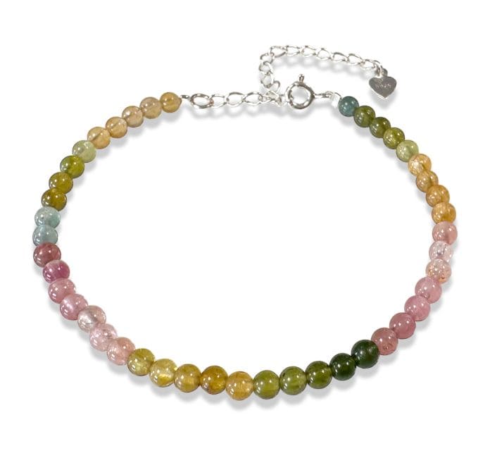 incenso em Pulseira Turmalina multicolor AA Coeur Argent 925 3mm