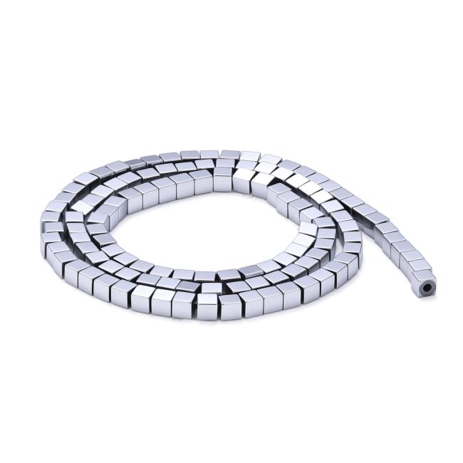 Contas espaçadoras quadradas de hematita prateada – 3×3 mm