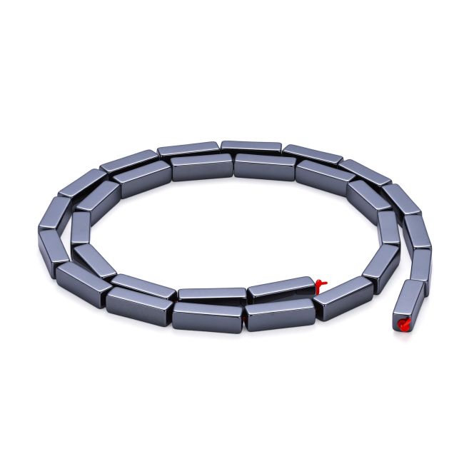 Esferas espaçadoras retangulares de hematita – 3,7×12,4 mm