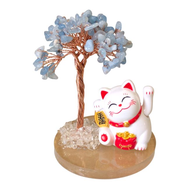 incenso em Árvore da Vida Aquamarine com Manekineko