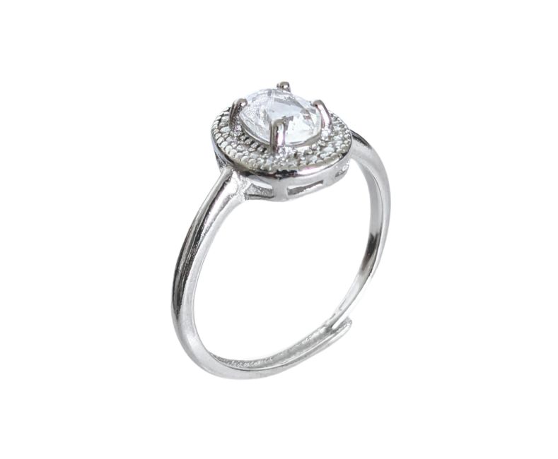 incenso em Anel ajustável de cristal de rocha oval facetado de cobre branco AA