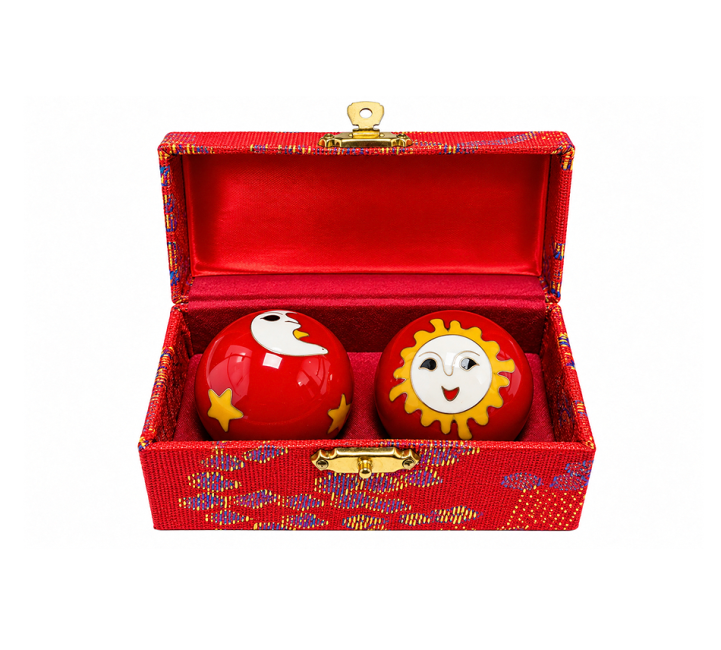 Bolas Chinesas de Massagem Sol e Lua Vermelhas 4,2 cm