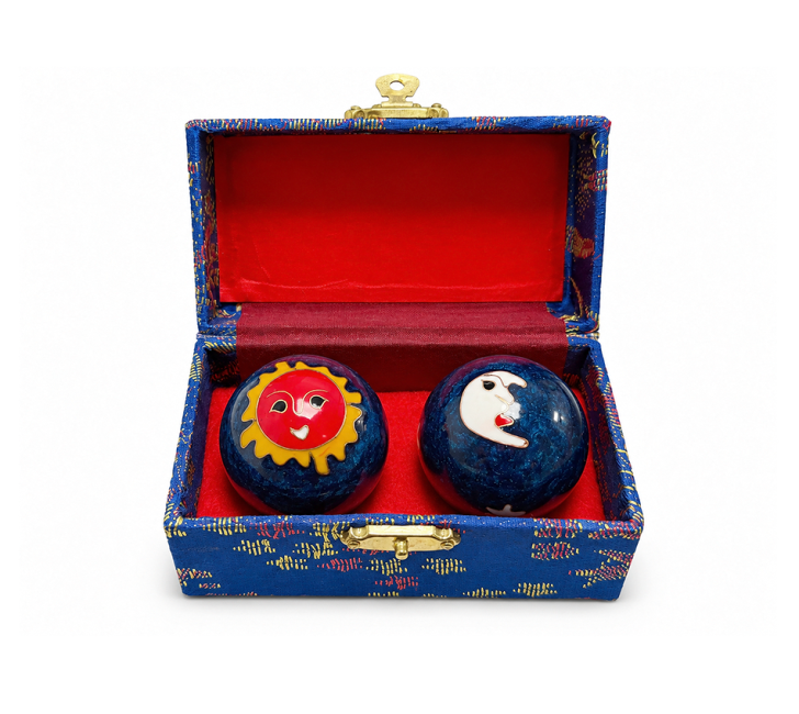 Bolas Chinesas de Massagem Sol e Lua Azuis 4,2 cm