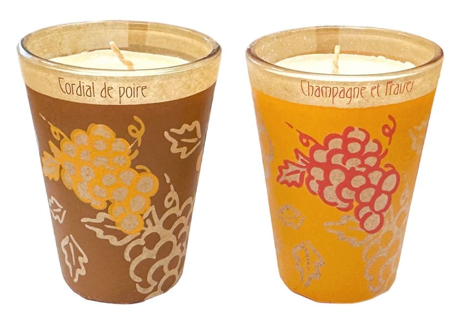 incenso em Caixa de 2 Velas Maroma em vidro Champanhe e Morangos - Cordial de Pera 70g