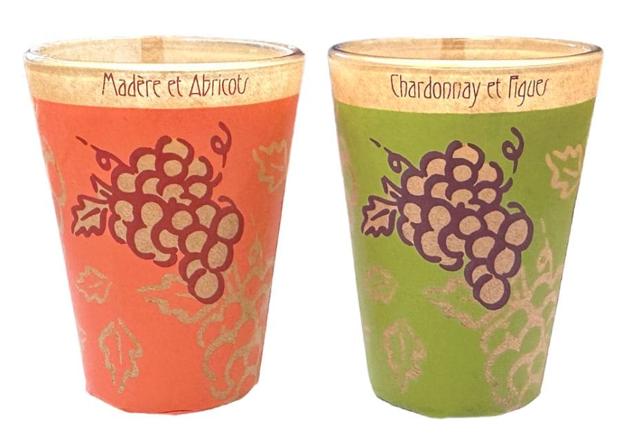 incenso em Caixa de 2 Velas Maroma em vidro Madeira e Damascos - Chardonnay e Figos 70g