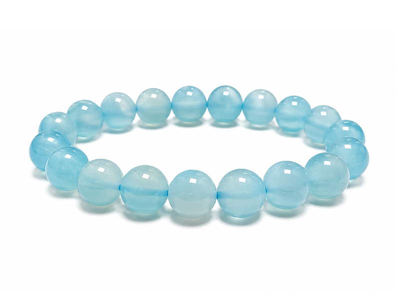 Pulseira Ágata Azul Aquecida AA contas 8mm
