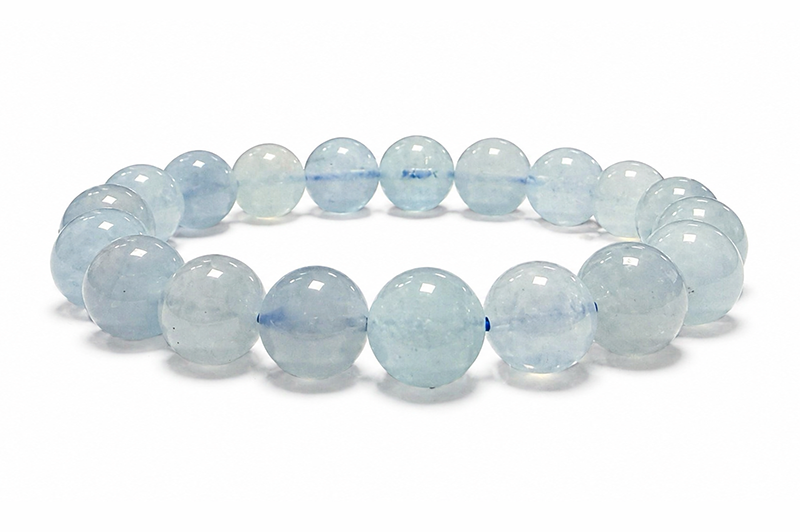 Pulseira de Água-Marinha A contas de 10mm