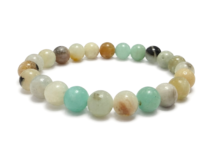 Pulseira de Amazonite Multicolor A com Contas de 8mm