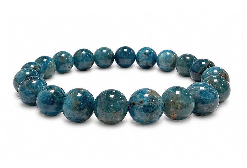 Pulseira de Apatita Azul AB contas de 10mm