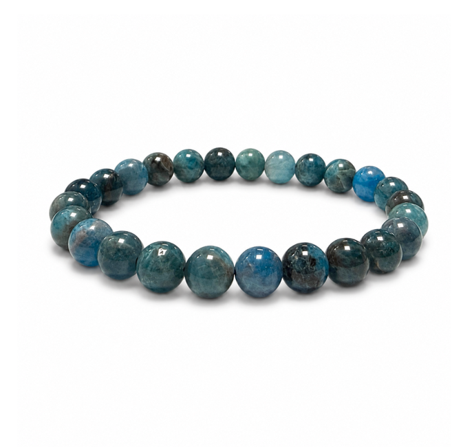 Pulseira de Apatita Azul AB com Contas de 7,5-8,5mm