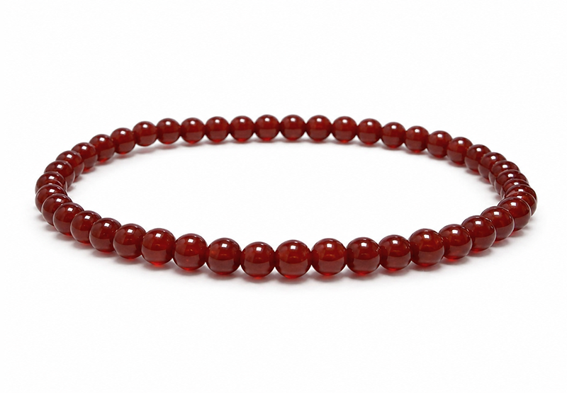 Pulseira de Ágata Vermelha A contas de 4mm