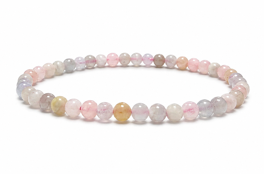 Pulseira de Berilos Água-Marinha e Morganita A+ contas de 4mm