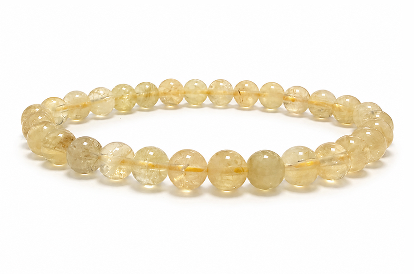 Pulseira de Citrino Natural AB contas de 6mm