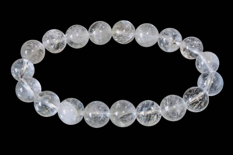 Pulseira de cristal de rocha com contas de 10mm