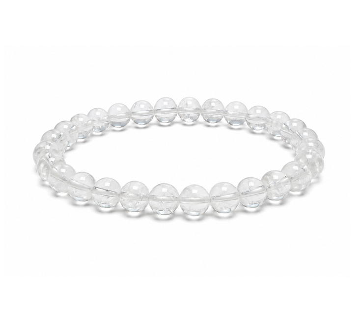 Pulseira de Cristal de Rocha AB contas 6mm