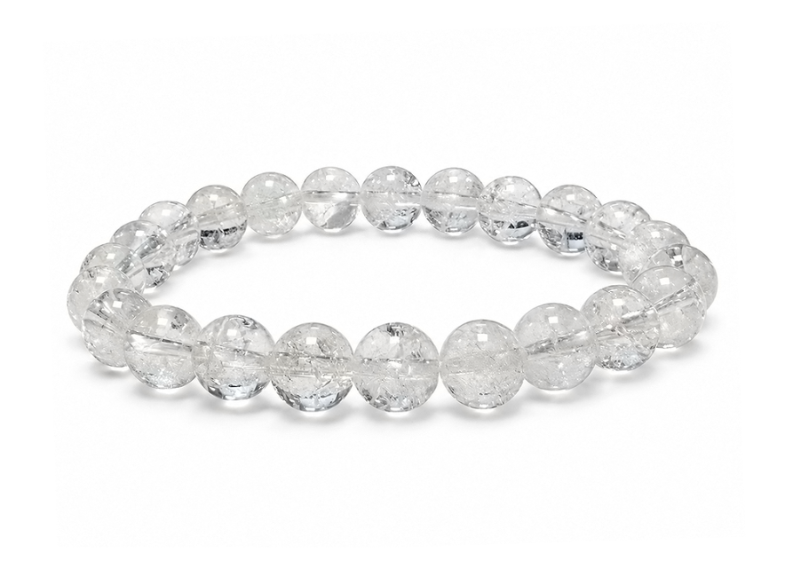 incenso em Pulseira de Cristal de Rocha Crack A com contas de 8mm