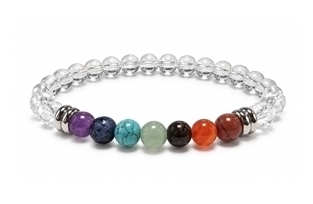 incenso em Pulseira de Cristal de Rocha 7 Chakras A Contas 6 mm