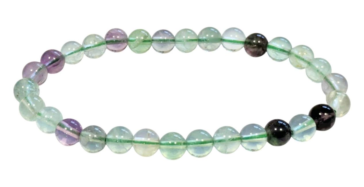 Pulseira de fluorita multicolorida com contas A de 6 a 7 mm