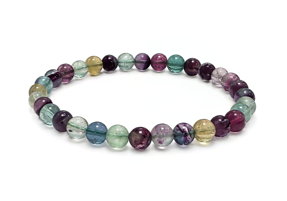 incenso em Pulseira de fluorita multicolorida AA + contas de 6-7 mm