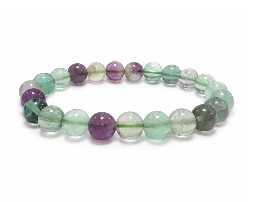 Pulseira de Fluorita Multicolorida A contas 8mm
