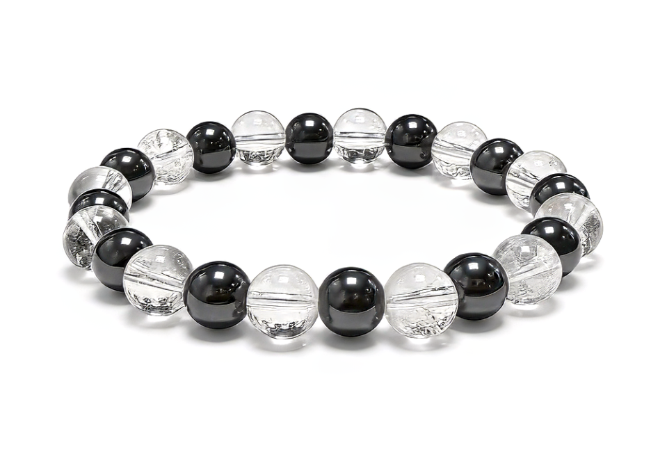 incenso em Pulseira de Hematita & Cristal de Rocha A Contas 8 mm