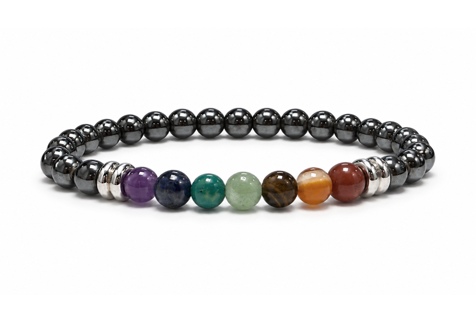 incenso em Pulseira de Hematita A 7 Chakras contas de 6mm