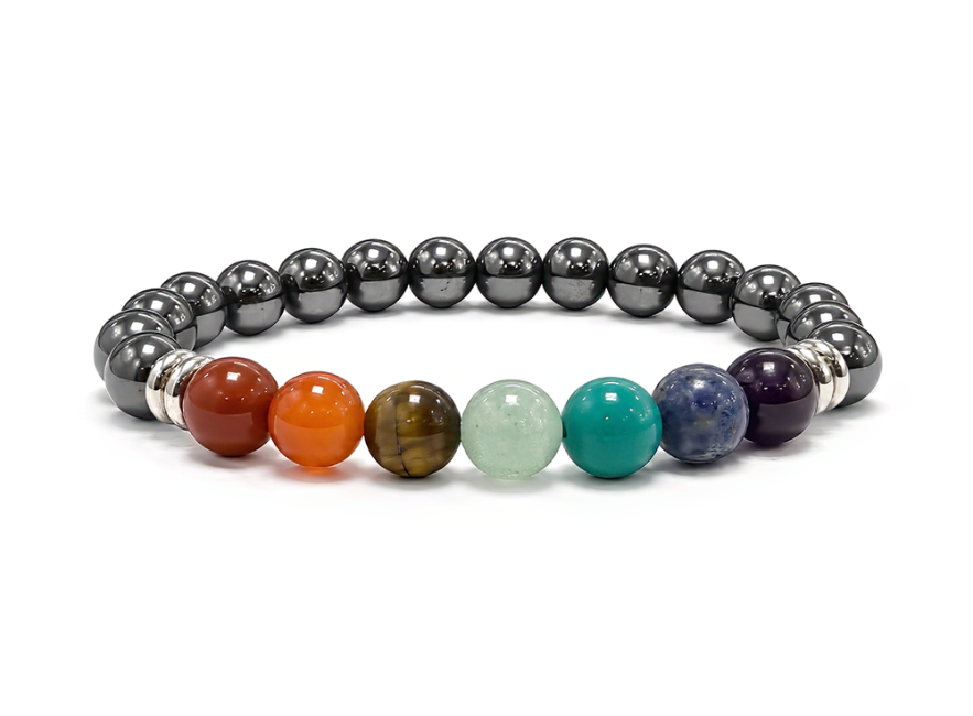 incenso em Pulseira Hematita 7 Chakras A contas de 8mm