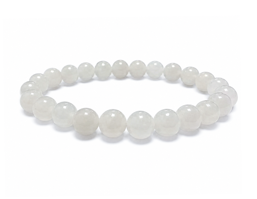 Pulseira de Jade Branco A com Contas de 8mm