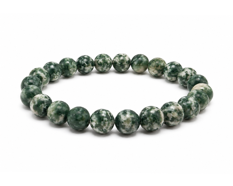 Pulseira de Jade Verde AB com Contas de 8mm