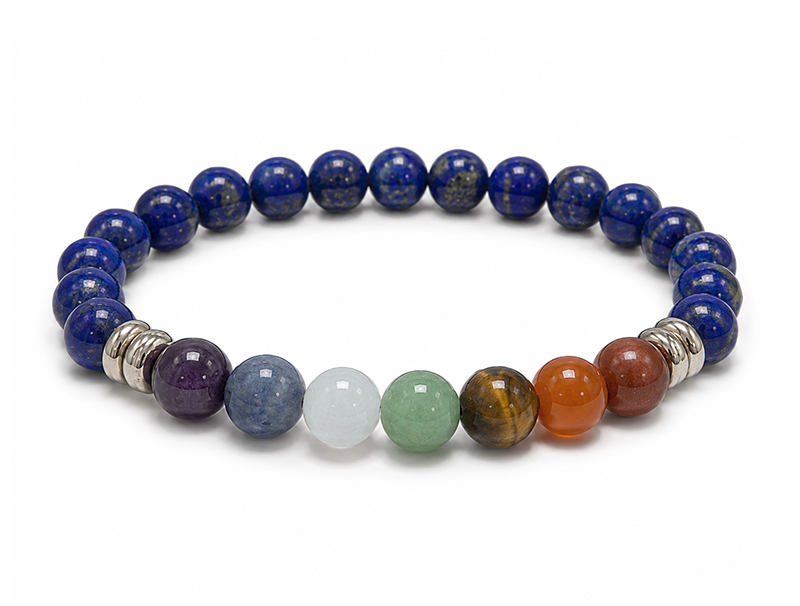 incenso em Pulseira Lápis-Lazúli 7 Chakras AB contas 8mm