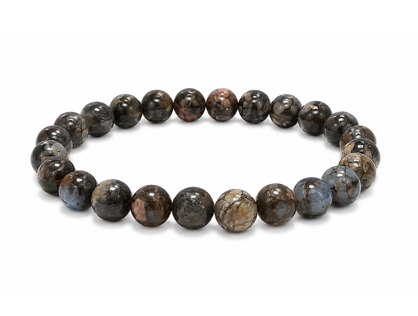 Pulseira de Liberite Azul A com Contas de 8mm