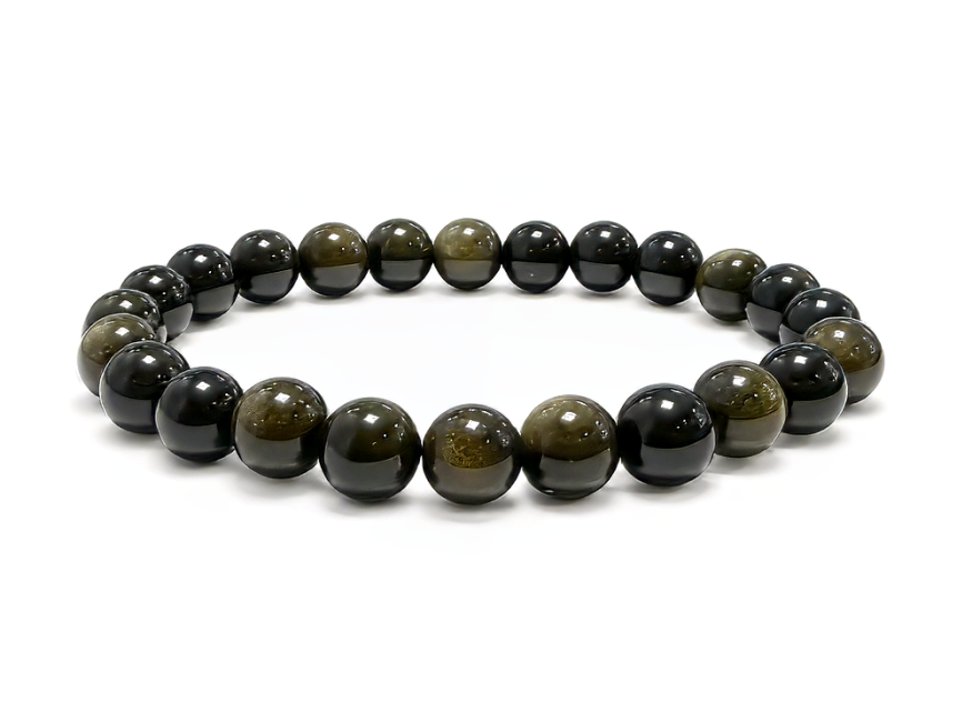 incenso em Pulseira de Obsidiana Dourada A Contas 8 mm