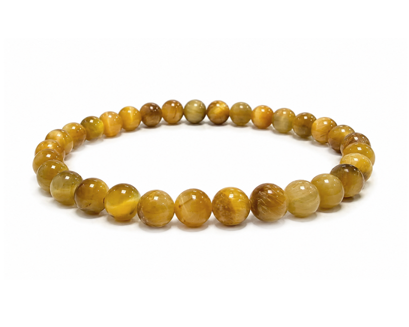 incenso em Pulseira de Olho de Tigre Dourado AA com Contas de 6mm