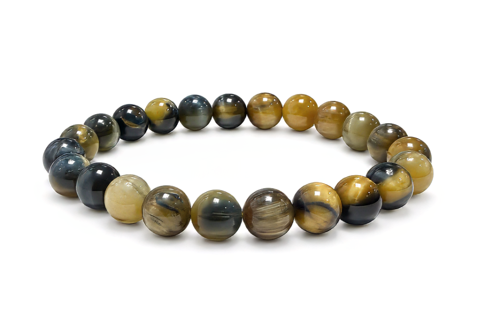 incenso em Pulseira de Olho de Tigre Dourado A Contas 8 mm