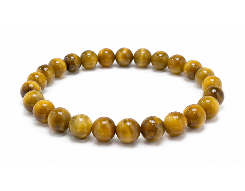 Pulseira de Olho de Tigre Dourado AA com Contas de 8mm
