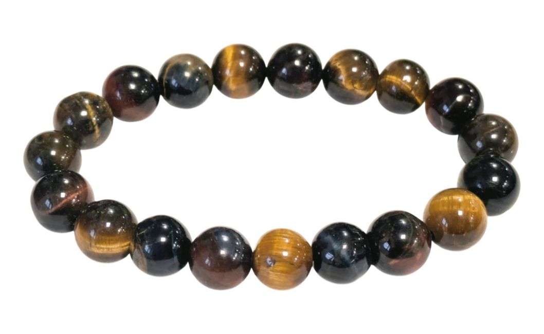 Pulseira de olho de tigre com várias contas 10mm