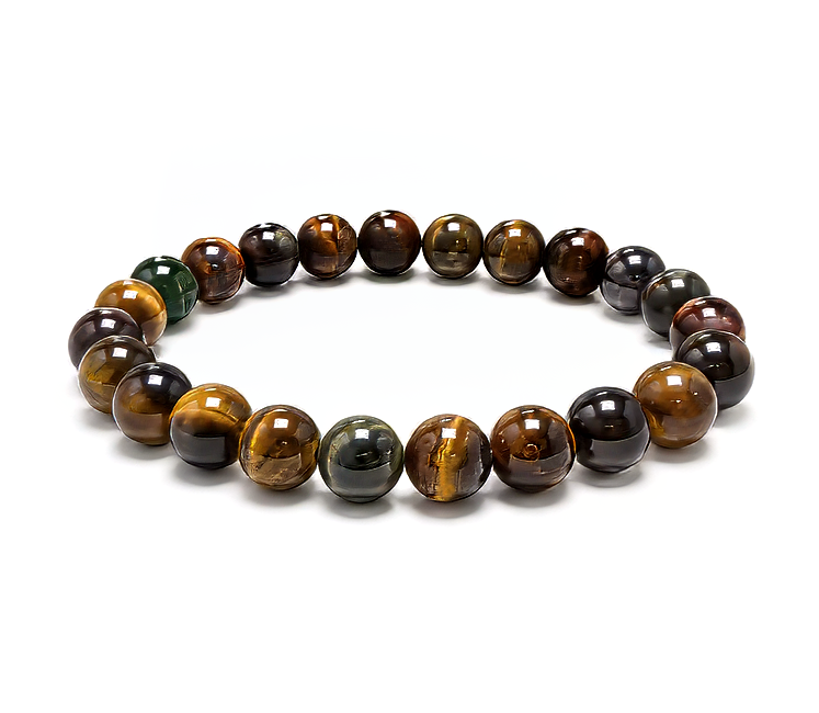 incenso em Pulseira de Olho de Tigre Multicolor A com Contas de 8mm