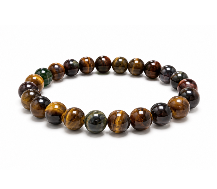 Pulseira de Olho de Tigre Multicolor A com Contas de 8mm