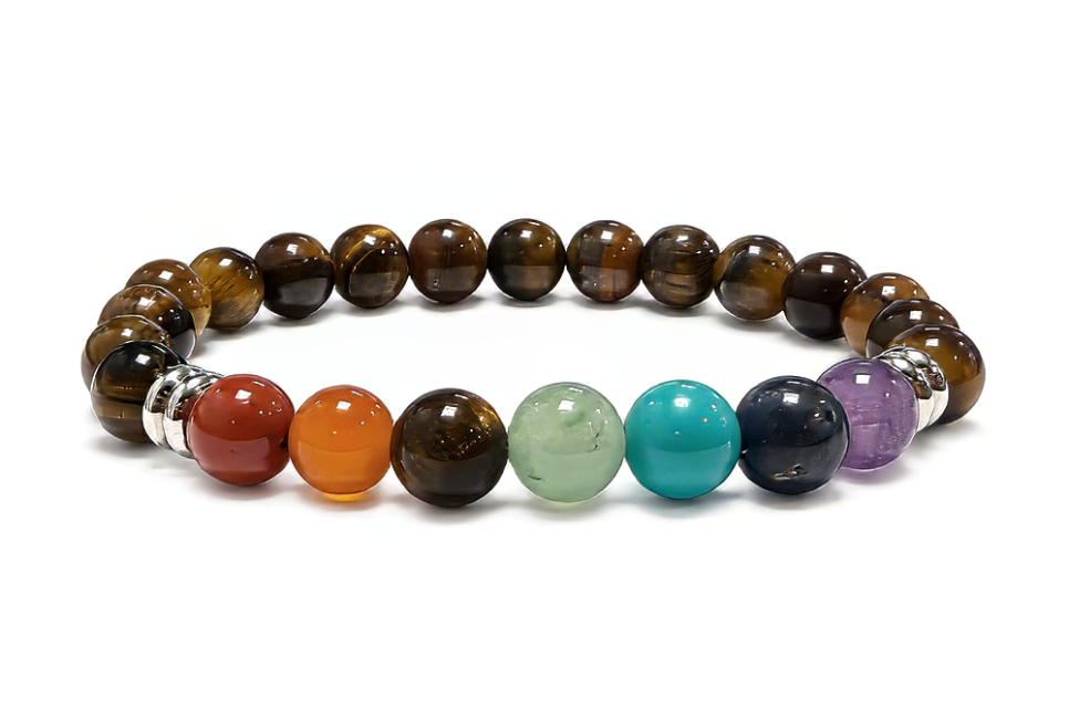 incenso em Pulseira de Olho de Tigre 7 Chakras A Contas 8 mm