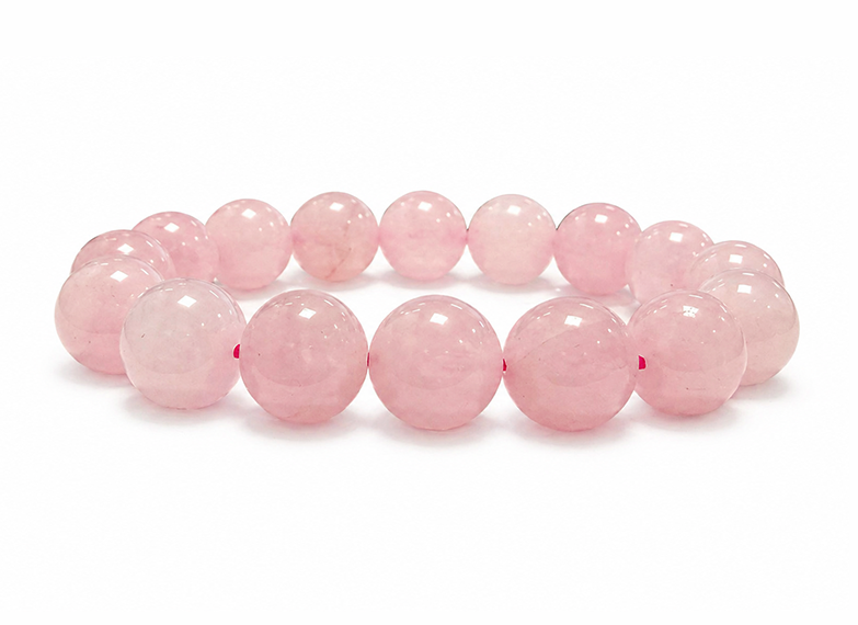 Pulseira de Quartzo Rosa A contas de 12mm