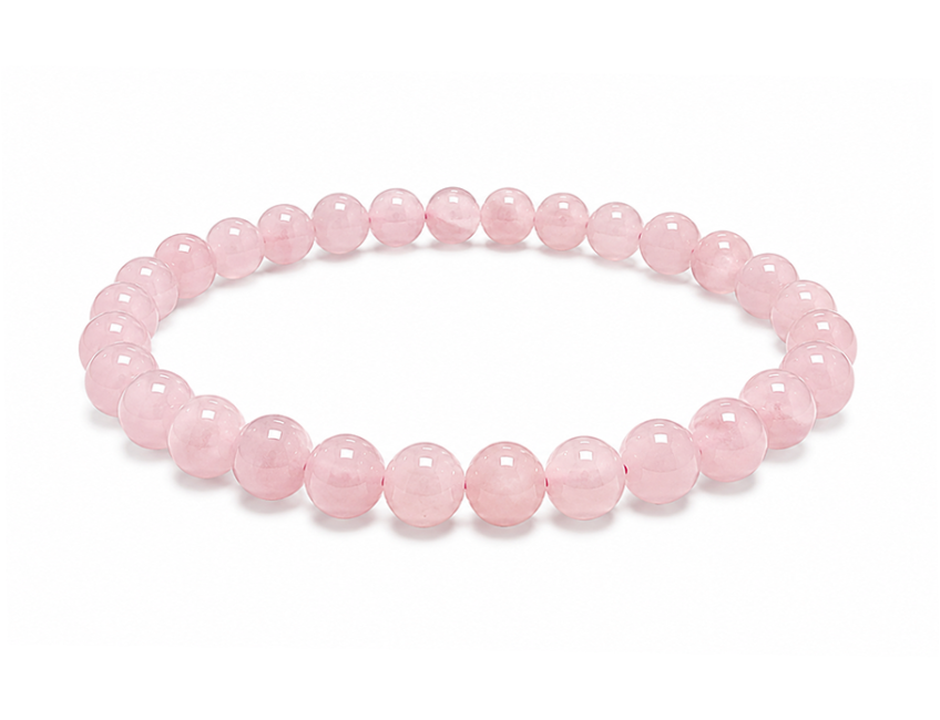 Pulseira Quartzo Rosa AB contas de 6mm