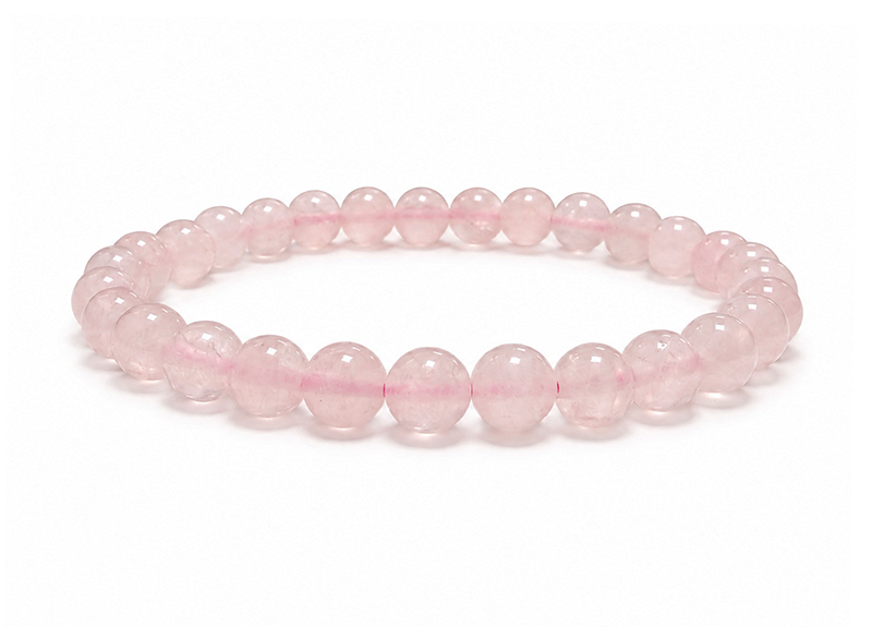 Pulseira de Quartzo Rosa A contas 6-7mm