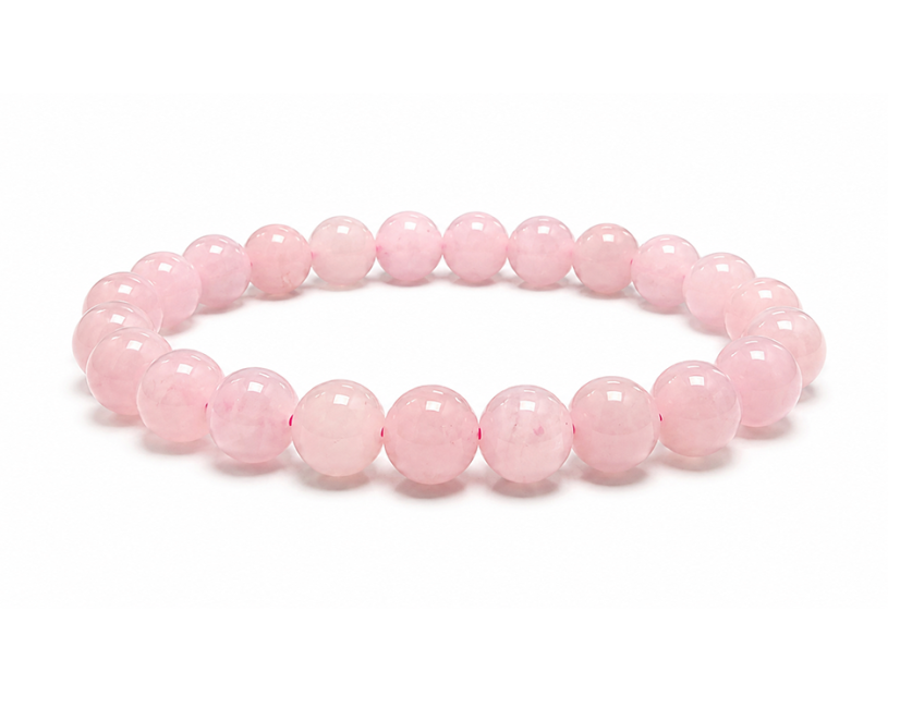 Pulseira Quartzo Rosa AB contas de 8mm